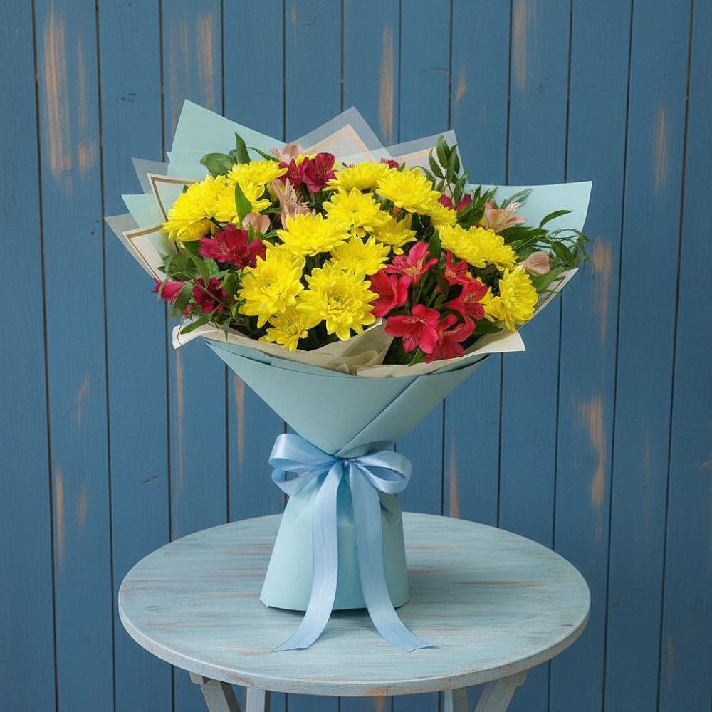 Букет цветов из: Альстромерии и Хризантемы в Тугулуке