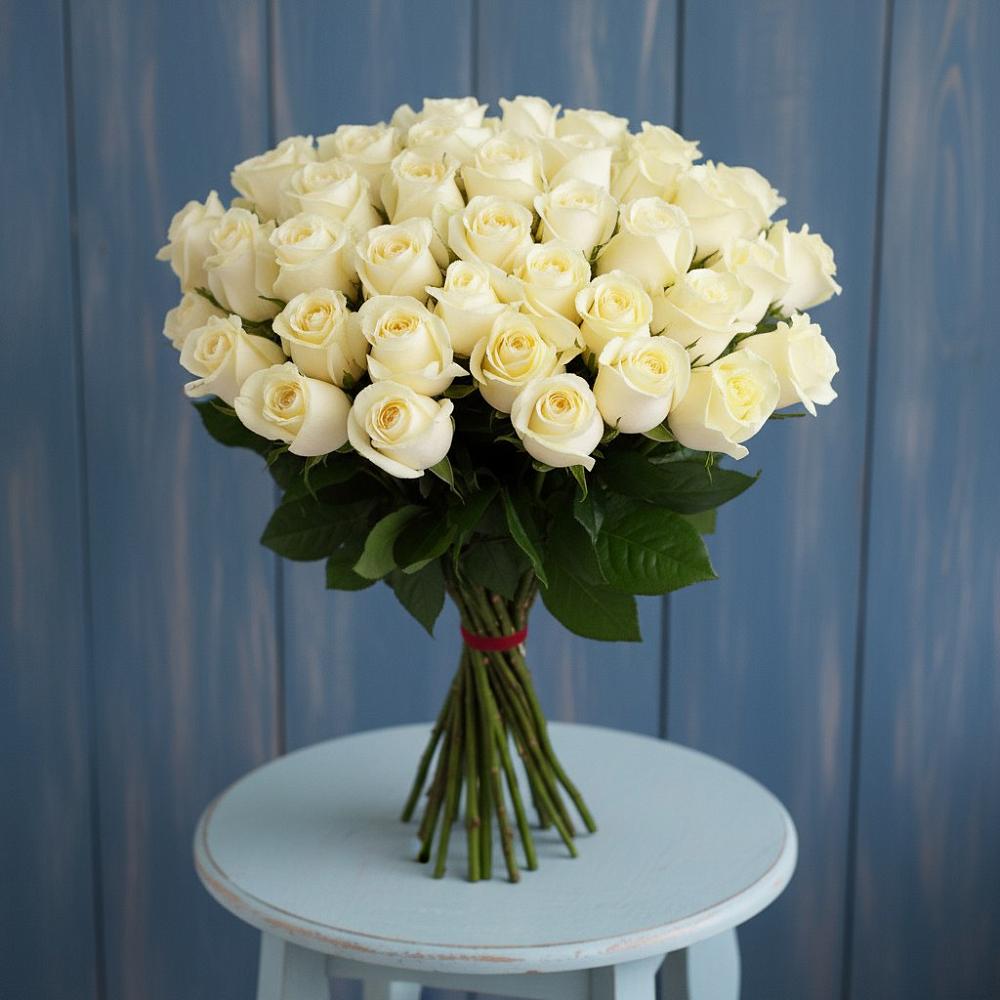 Букет 51 Белая роза Эдлесс Лав в Тугулуке