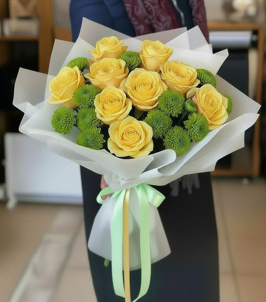 Букет цветов из: Хризантемы и Розы в Тугулуке