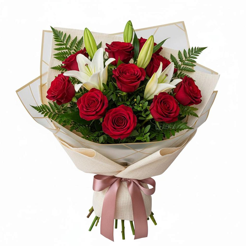 Букет цветов из: Лилии и Розы в Тугулуке