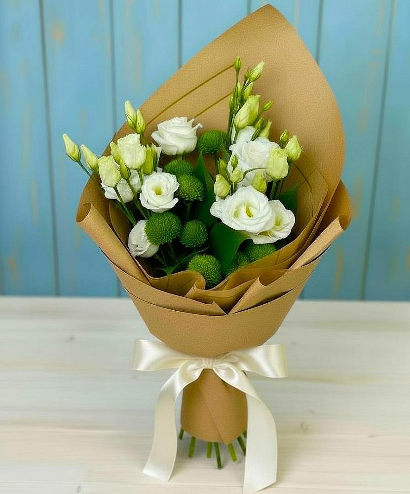 Букет цветов из: Хризантемы и Лизиантусы в Тугулуке