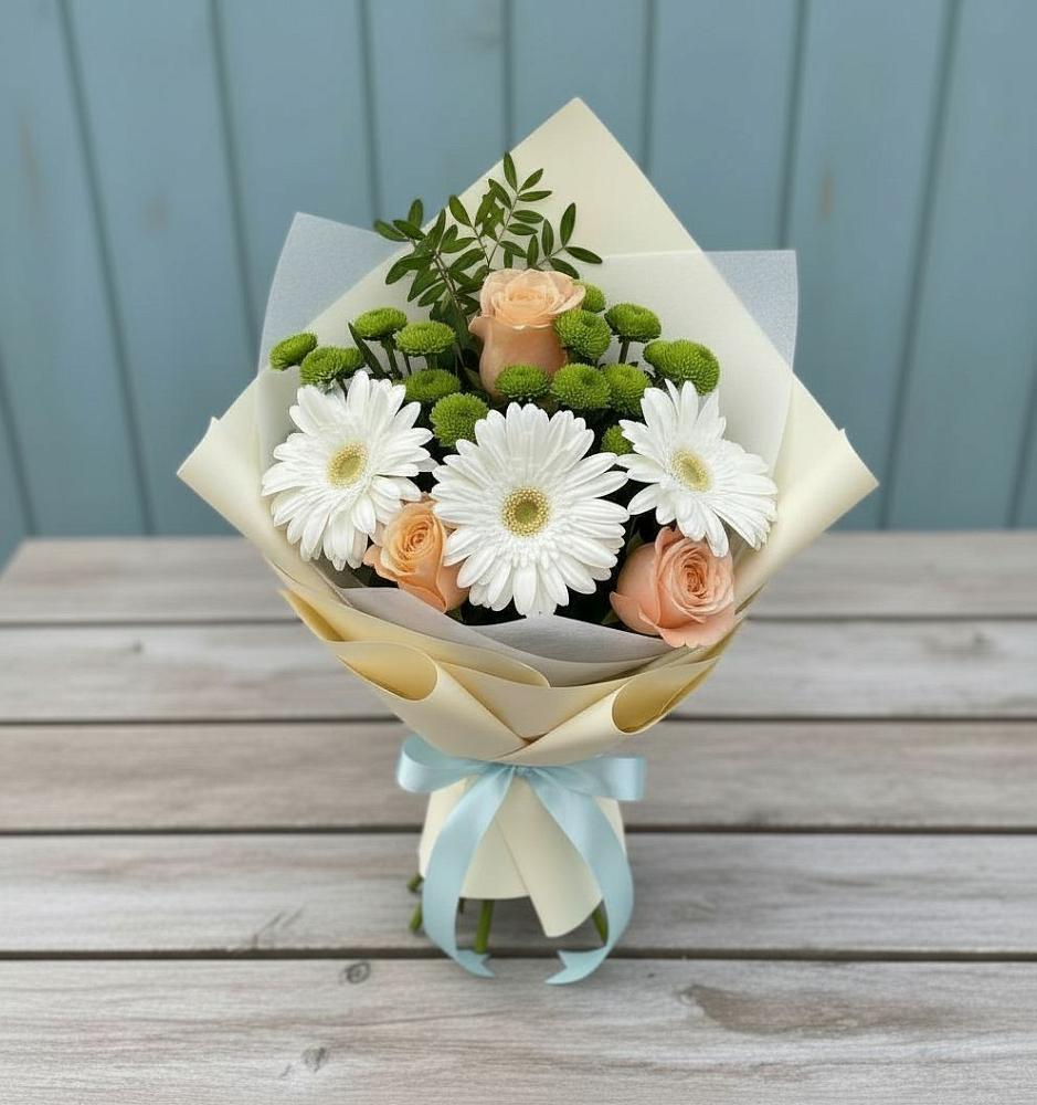 Букет цветов из: Герберы, Розы и Хризантемы в Тугулуке