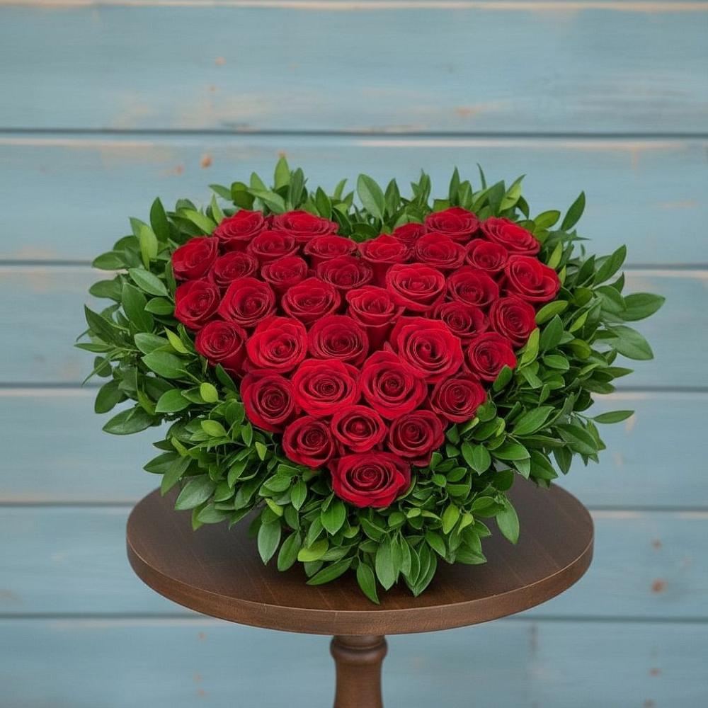 Цветочная композиция из Розы в виде сердца в Тугулуке