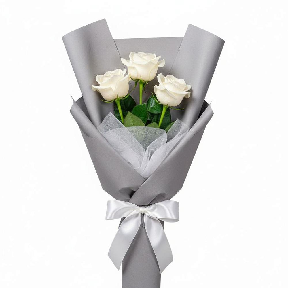 Букет 3 белые розы в Тугулуке