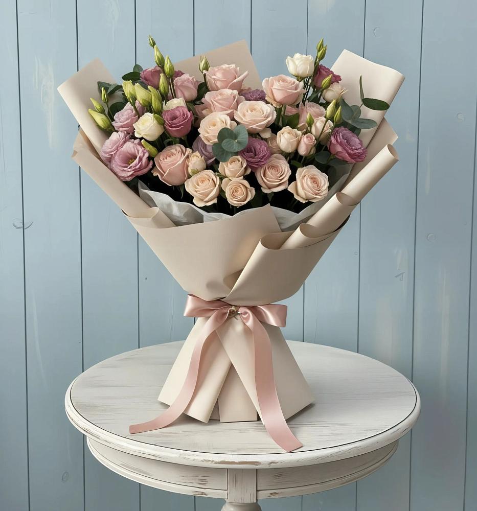 Букет цветов из: Розы и Лизиантусы в Тугулуке