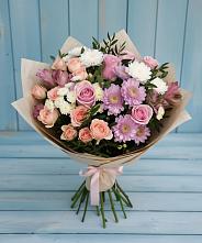 Букет цветов из:  Хризантемы, Розы и Альстромерии в Тугулуке